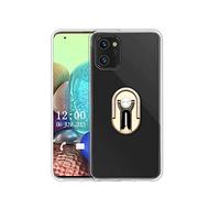 Sunrive Coque Compatible avec UMIDIGI A13 Pro, 360 degrés Support Téléphone Voiture Bague Rotation Ring Stand Holder Étui Silicone Transparent Housse Protecteur Back Case(Doré)