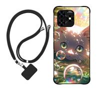 Sunrive Coque Compatible avec UMIDIGI G5,TPU Étui Housse Protecteur Souple Gel Mat Back Cover Mignon Motifs Antichoc Case(Bulles Chat)+1x Universelle Dragonne