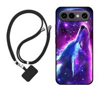 Sunrive Coque Compatible avec Vivo S50 Pro Mini,TPU Étui Housse Protecteur Mat Back Cover Mignon Motifs Case(Loup,Lune,Étoiles)+1x Universelle Dragonne