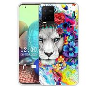 Sunrive Coque Compatible avec Vivo Y21S, Silicone Étui Housse Protecteur Souple Gel Transparent Back Case(X Lion)+ Stylet OFFERTS