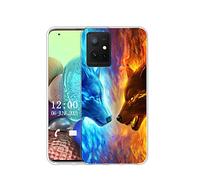 Sunrive Coque Compatible avec Vivo Y55 5G, Silicone Étui Housse Protecteur Souple Gel Transparent Back Case(Q Loup 4)+ Stylet OFFERTS