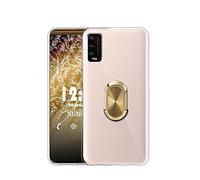 Sunrive Coque Compatible avec Wiko Power U20, 360 degrés Métal Support Bague Rotation Ring Stand Holder Étui Silicone Transparent Housse Protecteur Back Case(A4 Doré)+ Stylet OFFERTS