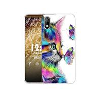 Sunrive Coque Compatible avec WIKO Y50, Silicone Étui Housse Protecteur Souple Gel Transparent Back Case(Q Chat 4)+ Stylet OFFERTS