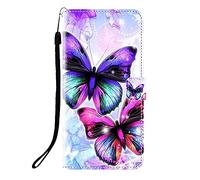 Sunrive Coque Compatible avec WIKO Y51, Housse Mignon Étui avec Fonction de Support Etui Protecteur Protection Portefeuille Cas Magnétique PU Cuir(Q Papillon)+Stylet OFFERTS