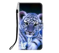 Sunrive Coque Compatible avec Wiko Y52, Housse Mignon Étui avec Fonction de Support Etui Protecteur Protection Portefeuille Cas Magnétique PU Cuir(Q Tigre)+Stylet OFFERTS