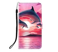 Sunrive Coque Compatible avec Wiko Y82, Housse Mignon Étui avec Fonction de Support Etui Protecteur Protection Portefeuille Cas Magnétique PU Cuir(Q Dauphin)+Stylet OFFERTS