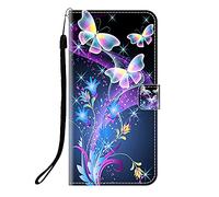 Sunrive Coque Compatible avec Wiko Y82, Housse Mignon Étui avec Fonction de Support Etui Protecteur Protection Portefeuille Cas Magnétique PU Cuir(Q Papillon 2)+Stylet OFFERTS