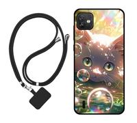 Sunrive Coque Compatible avec Wiko Y82,TPU Étui Housse Protecteur Souple Gel Mat Back Cover Mignon Motifs Antichoc Case(Bulles Chat)+1x Universelle Dragonne