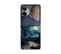 Sunrive Coque Compatible avec Xiaomi Mix Flip, PC Étui Housse Protecteur Transparent Back Cover Mignon Motifs Antichoc Case(Peinture à l'huil)