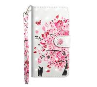 Sunrive Coque Compatible avec ZTE Nubia Focus 5G, Housse Mignon Étui avec Fonction de Support Etui Protecteur Protection Portefeuille Cas Magnétique PU Cuir(Chat l'arbre)