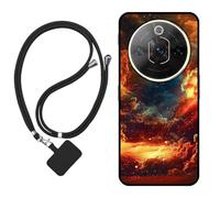 Sunrive Coque Compatible avec ZTE Nubia Focus Pro,TPU Étui Housse Protecteur Mat Back Cover Mignon Motifs Case(Nuages,Lune,Ciel)+1x Universelle Dragonne