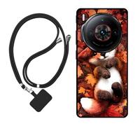 Sunrive Coque Compatible avec ZTE Nubia Z60S Pro,TPU Étui Housse Protecteur Mat Back Cover Mignon Motifs Case(Le Renard Feuille d'érable)+1x Universelle Dragonne