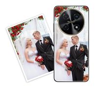 Sunrive Coque personnalisée Compatible avec Huawei Enjoy 70Pro/Nova12i, Personnalisable avec Votre Propre Image, PhotoTexte, DIY HD Étui[Bordure TPU+Dos Verre Trempé Design]+Protection Écran