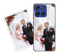 Sunrive Coque personnalisée Compatible avec Moto G56 5G, Personnalisable avec Votre Propre Image, PhotoTexte, DIY HD Étui[Bordure TPU+Dos Verre Trempé Design]+Protection Écran