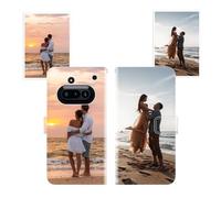 Sunrive Coque personnalisée Compatible avec Nothing Phone 3A, Personnalisable avec Votre Propre Image,Photo,Texte,DIY Leather Housse Étui PU Cuir + Tour de Cou Telephone Universelle