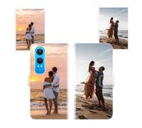 Sunrive Coque personnalisée Compatible avec OnePlus Nord CE 4 Lite 5G, Personnalisable avec Votre Propre Image,Photo,Texte,DIY Leather Housse Étui PU Cuir + Tour de Cou Telephone Universelle