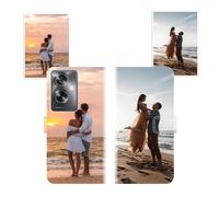 Sunrive Coque personnalisée Compatible avec Oppo A79 5G, Personnalisable avec Votre Propre Image,Photo,Texte,DIY Leather Housse Étui PU Cuir + Tour de Cou Telephone Universelle