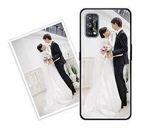 Sunrive Coque personnalisée Compatible avec realme 7 Pro, Personnalisable avec Votre Propre Image, PhotoTexte, DIY HD Étui[Bordure TPU+Dos Verre Trempé Design]+Protection Écran