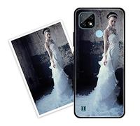 Sunrive Coque personnalisée Compatible avec Realme C21Y, Personnalisable avec Votre Propre Image, PhotoTexte, DIY HD Étui[Bordure TPU+Dos Verre Trempé Design]+Protection Écran