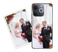 Sunrive Coque personnalisée Compatible avec Realme Note 70T, Personnalisable avec Votre Propre Image, PhotoTexte, DIY HD Étui[Bordure TPU+Dos Verre Trempé Design]+Protection Écran