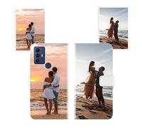Sunrive Coque personnalisée Compatible avec TCL 306, Personnalisable avec Votre Propre Image,Photo,Texte,DIY Leather Housse Étui PU Cuir + Tour de Cou Telephone Universelle
