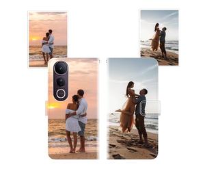 Sunrive Coque personnalisée Compatible avec Vivo V50 Lite 5g/4g, Personnalisable avec Votre Propre Image,Photo,Texte,DIY Leather Housse Étui PU Cuir + Tour de Cou Telephone Universelle