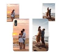 Sunrive Coque personnalisée Compatible avec WIKO Y51, Personnalisable avec Votre Propre Image,Photo,Texte,DIY Leather Housse Étui PU Cuir + Tour de Cou Telephone Universelle