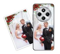 Sunrive Coque personnalisée Compatible avec Xiaomi Poco C75/Redmi A4, Personnalisable avec Votre Propre Image, PhotoTexte, DIY HD Étui[Bordure TPU+Dos Verre Trempé Design]+Protection Écran