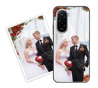 Sunrive Coque personnalisée Compatible avec Xiaomi Poco M7 4G, Personnalisable avec Votre Propre Image, PhotoTexte, DIY HD Étui[Bordure TPU+Dos Verre Trempé Design]+Protection Écran