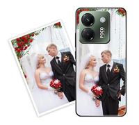 Sunrive Coque personnalisée Compatible avec Xiaomi Poco M7 Pro 5G, Personnalisable avec Votre Propre Image, PhotoTexte, DIY HD Étui[Bordure TPU+Dos Verre Trempé Design]+Protection Écran