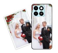 Sunrive Coque personnalisée Compatible avec ZTE Blade A55, Personnalisable avec Votre Propre Image, PhotoTexte, DIY HD Étui[Bordure TPU+Dos Verre Trempé Design]+Protection Écran