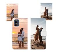 Sunrive Coque personnalisée Compatible avec ZTE Blade L9, Personnalisable avec Votre Propre Image,Photo,Texte,DIY Leather Housse Étui PU Cuir + Tour de Cou Telephone Universelle