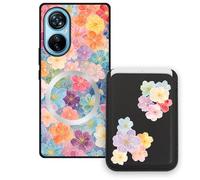 Sunrive Coque Portefeuille pour Blackview A200 Pro avec Porte-Cartes Magnétique Amovible, Étui Porte Carte Mignon avec Support Vidéo, Coque Antichoc avec Porte Carte, Protection Smartphone - Fleur