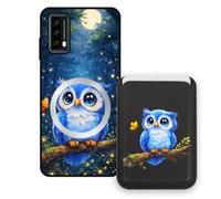 Sunrive Coque Portefeuille pour Blackview A90 avec Porte-Cartes Magnétique Amovible, Étui Porte Carte Mignon avec Support Vidéo, Coque Antichoc avec Porte Carte, Protection Smartphone - Hibou