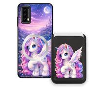 Sunrive Coque Portefeuille pour Blackview A90 avec Porte-Cartes Magnétique Amovible, Étui Porte Carte Mignon avec Support Vidéo, Coque Antichoc avec Porte Carte, Protection Smartphone - Licorne