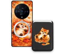 Sunrive Coque Portefeuille pour Honor Magic3ProPlus avec Porte-Cartes Magnétique Amovible, Étui Porte Carte Mignon avec Support, Coque Antichoc avec Porte Carte, Protection Smartphone - Renard