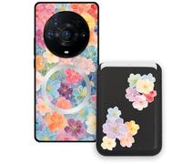Sunrive Coque Portefeuille pour Honor Magic3ProPlus avec Porte-Cartes Magnétique Amovible, Étui Porte Carte Mignon avec Support, Coque Antichoc avec Porte Carte, Protection Smartphone - Fleur