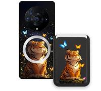 Sunrive Coque Portefeuille pour Honor Magic3ProPlus avec Porte-Cartes Magnétique Amovible, Étui Porte Carte Mignon avec Support, Coque Antichoc avec Porte Carte, Protection Smartphone - Tigre