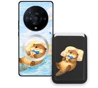 Sunrive Coque Portefeuille pour Honor Magic3ProPlus avec Porte-Cartes Magnétique Amovible, Étui Porte Carte Mignon avec Support, Coque Antichoc avec Porte Carte, Protection Smartphone - Castor