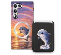 Sunrive Coque Portefeuille pour Nubia RedMagic11Air avec Porte-Cartes Magnétique Amovible, Étui Porte Carte Mignon avec Support Vidéo, Coque Antichoc avec Porte Carte, Protection Smartphone - Dauphin