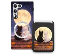 Sunrive Coque Portefeuille pour Nubia RedMagic11Air avec Porte-Cartes Magnétique Amovible, Étui Porte Carte Mignon avec Support Vidéo, Coque Antichoc avec Porte Carte, Protection Smartphone - Chat