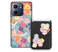 Sunrive Coque Portefeuille pour Oppo A5X 4G/5G avec Porte-Cartes Magnétique Amovible, Étui Porte Carte Mignon avec Support, Coque Antichoc avec Porte Carte, Protection Smartphone - Fleur