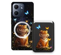 Sunrive Coque Portefeuille pour Oppo A5X 4G/5G avec Porte-Cartes Magnétique Amovible, Étui Porte Carte Mignon avec Support, Coque Antichoc avec Porte Carte, Protection Smartphone - Tigre