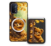 Sunrive Coque Portefeuille pour Oppo A93 5G/A54/A74 avec Porte-Cartes Magnétique Amovible, Étui Porte Carte Mignon avec Support,Coque Antichoc avec Porte Carte, Protection Smartphone- Petit Ours