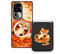 Sunrive Coque Portefeuille pour Oppo Reno10 ProPLUS avec Porte-Cartes Magnétique Amovible, Étui Porte Carte Mignon avec Support, Coque Antichoc avec Porte Carte, Protection Smartphone - Renard