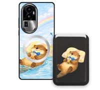 Sunrive Coque Portefeuille pour Oppo Reno10 ProPLUS avec Porte-Cartes Magnétique Amovible, Étui Porte Carte Mignon avec Support, Coque Antichoc avec Porte Carte, Protection Smartphone - Castor