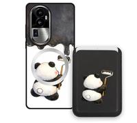 Sunrive Coque Portefeuille pour Oppo Reno10 ProPLUS avec Porte-Cartes Magnétique Amovible, Étui Porte Carte Mignon avec Support, Coque Antichoc avec Porte Carte, Protection Smartphone- Panda