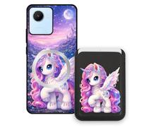 Sunrive Coque Portefeuille pour Realme C30 avec Porte-Cartes Magnétique Amovible, Étui Porte Carte Mignon avec Support Vidéo, Coque Antichoc avec Porte Carte, Protection Smartphone - Licorne