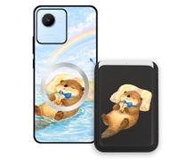 Sunrive Coque Portefeuille pour Realme C30 avec Porte-Cartes Magnétique Amovible, Étui Porte Carte Mignon avec Support Vidéo, Coque Antichoc avec Porte Carte, Protection Smartphone - Castor