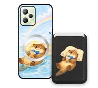 Sunrive Coque Portefeuille pour Realme C35 avec Porte-Cartes Magnétique Amovible, Étui Porte Carte Mignon avec Support, Coque Antichoc avec Porte Carte, Protection Smartphone - Castor